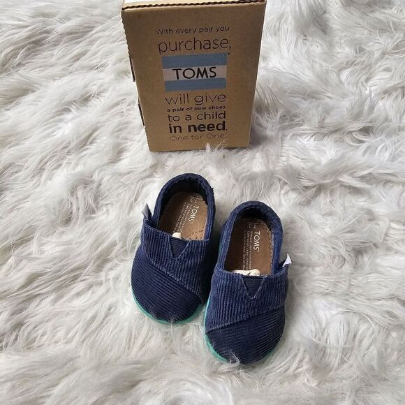 Toms Classics Navy Cord Pop Tiny Size 3 Baby - Picture 1 of 8